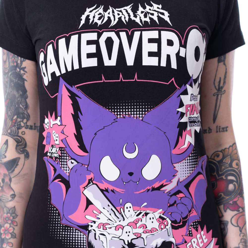 Heartless - Game Over O'S Unisex Tshirt - Zwart